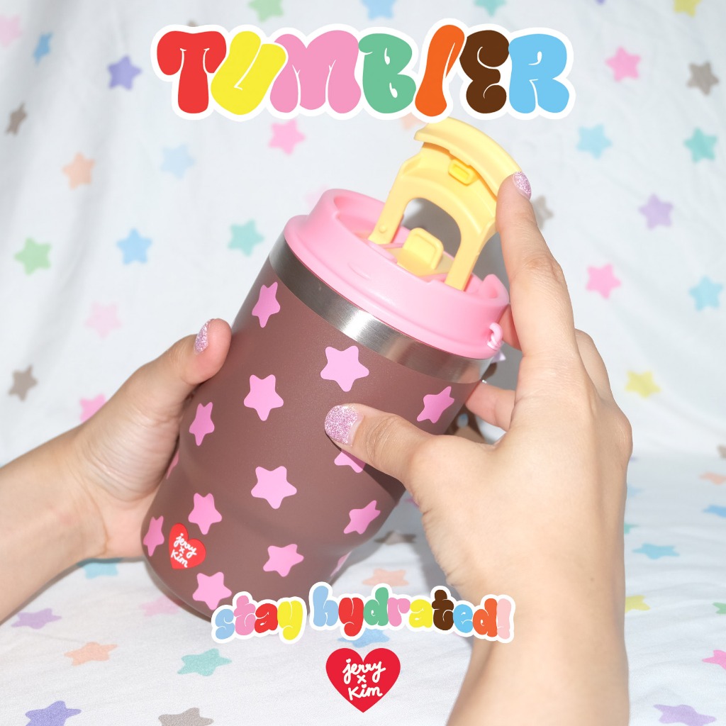TUMBLER 16oz🥛 Jerryxkimdotstick แก้วสแตนเลสสองชั้นพร้อม Jelly strap แจ้งสีที่ต้องการทางแชทเท่านั้น⭐️