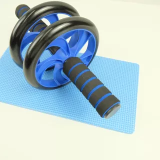 ลูกกลิ้งบริหารหน้าท้อง AB Wheel 2 ล้อขนาด 16 ซม.สีฟ้า พร้อมแผ่นรองเข่า | อุปกรณ์ออกกำลังกาย สร้างกล้ามท้อง แขน ไหล่ หลัง