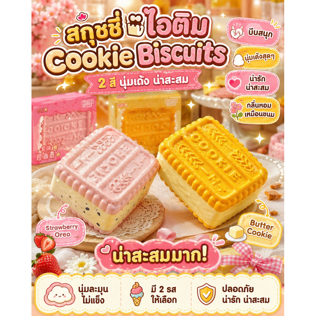 🍪✨ สกุชชี่ไอติม Cookie Biscuits กลิ่นหอมขนมปัง สะโลว์