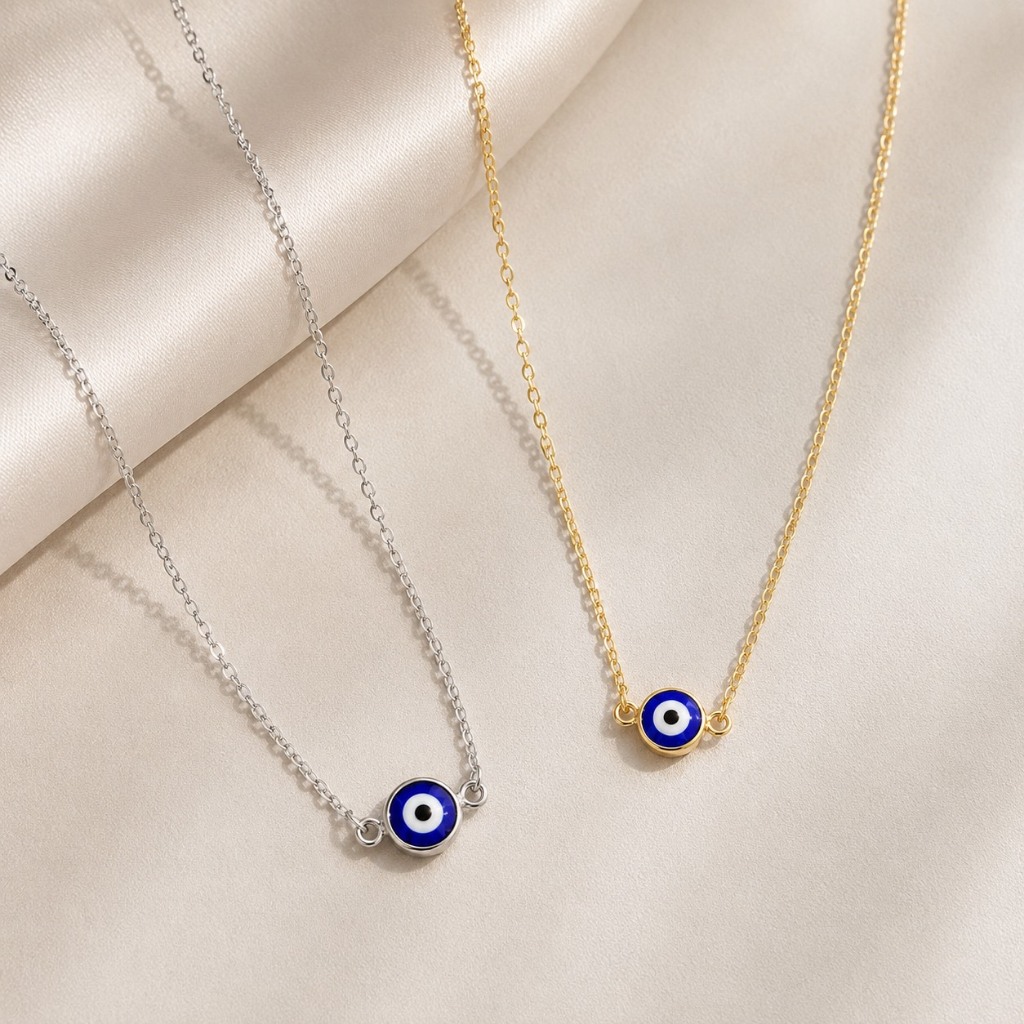 【พร้อมส่งจากไทย】Blue Eye Minimal Necklace สร้อยคอจี้ตาสีน้ำเงิน มินิมอลเกาหลี สไตล์เรียบง่าย ใส่ได้ทุกวัน แมทช์ได้ทุกลุค