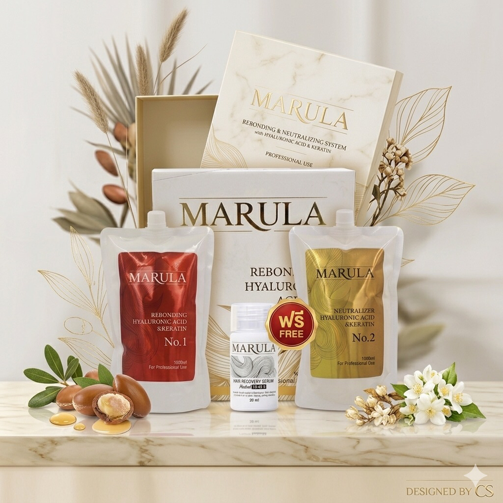 Marula ขนาด1,000 กรัม ครีมยืดผม (แบบสองขั้นตอน) แบบมีวอลลุ่ม ยืดง่าย ลื่น จบงานเร็วไม่ต้องรอนาน