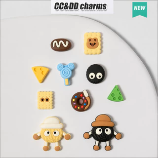 ของแท้แท้เดิม ตัวติดรองเท้าหัวโตการ์ตูนน่ารัก DIY จิบ บิท ถอดติดได้
