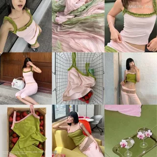 Mutchy Top | เสื้อสายเดี่ยวแต่งสายรัฟเฟิล รอบอก คาเฟ่ วันสบายๆ ผ้ายืดนุ่ม ใส่สบาย | MURF.BKK | T205