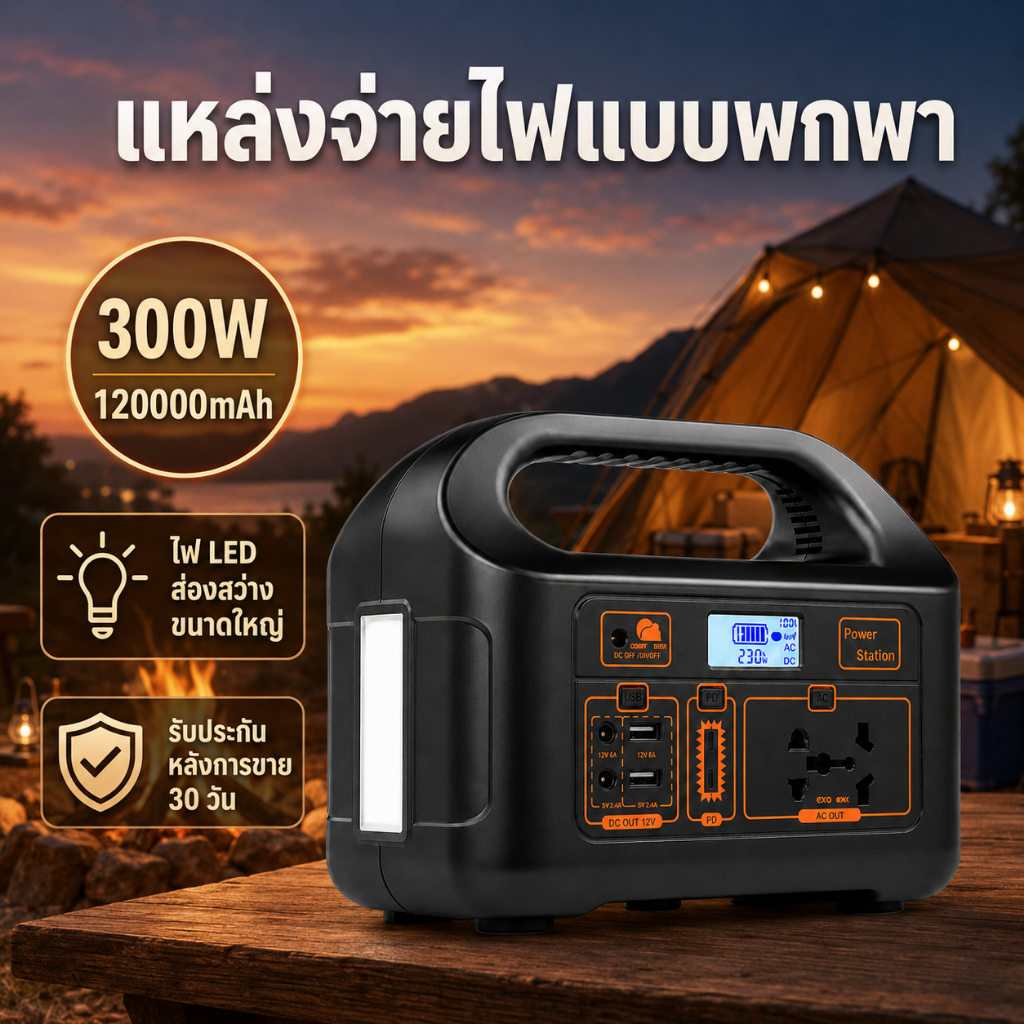 GOMANT Power Station 150W/300W เครื่องสำรองไฟพกพา 220V ไฟสำรองแคมป์ปิ้ง กล่องสำรองไฟกลางแจ้ง ใช้กลาง
