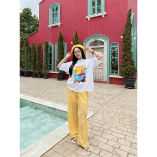 POPUP BKK | Play Muse ชุดเซ็ตเสื้อ+กางเกงขายาว ผ้ายืดพรีเมียม ลายซัมเมอร์สดใส (Free Size S-XL ใส่ได้)