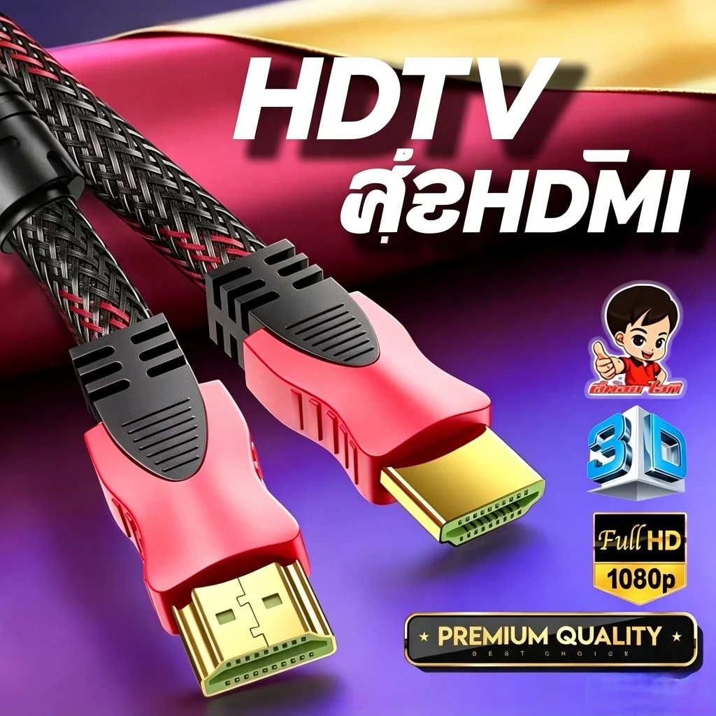 สายสัญญาณ Hdmi สาย HDMI CABLE M/M ใช้กับจอคอมพิวเตอร์ จอทีวี จอโปรเจ็ตเตอร์ยาว 1.5เมตร 3เมตร 5เมตร 10เมตร 15เมตร