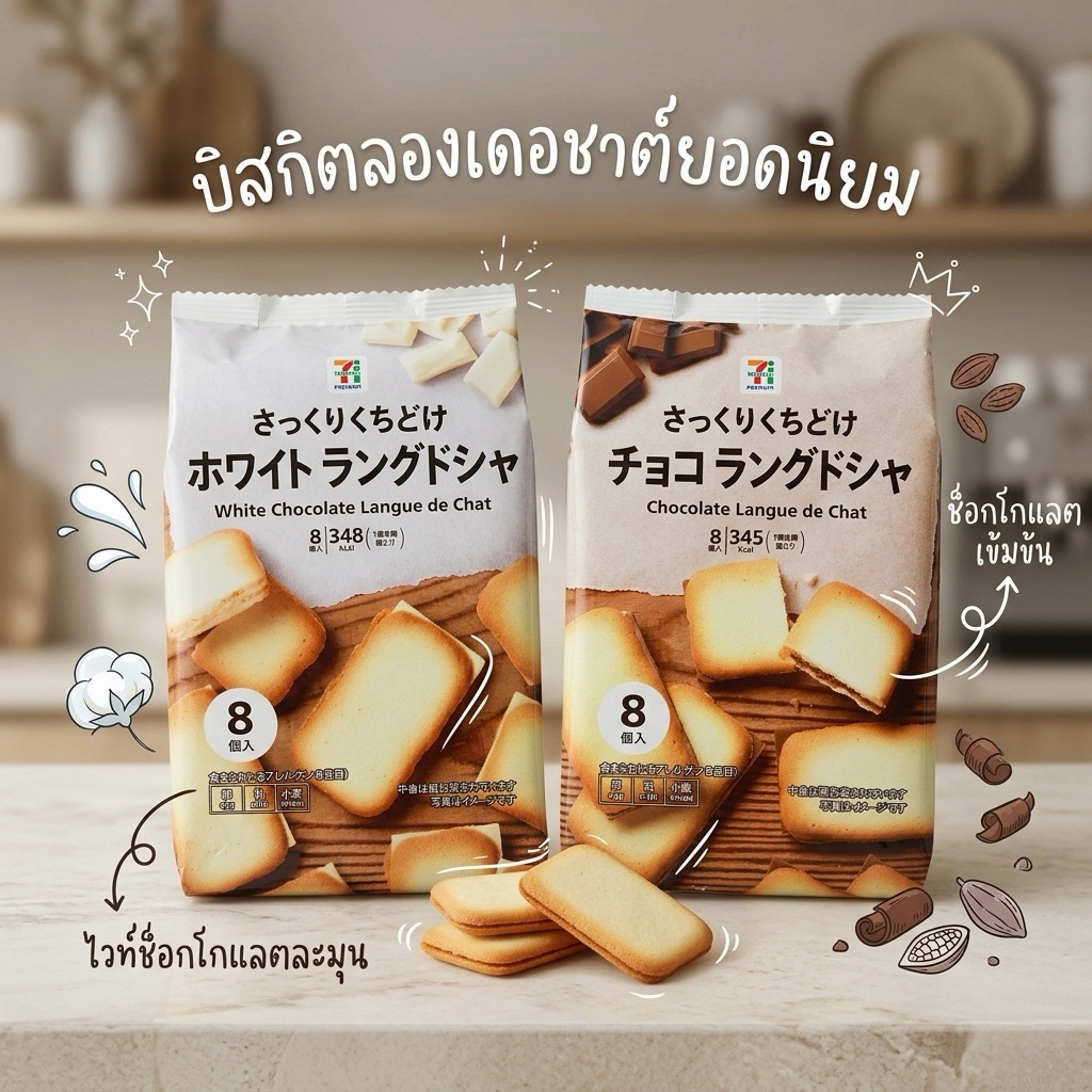 พร้อมส่ง ✅ ขนมคุกกี้ลิ้นแมว 👅 7-11 สุดฮิตจากญี่ปุ่น 🇯🇵