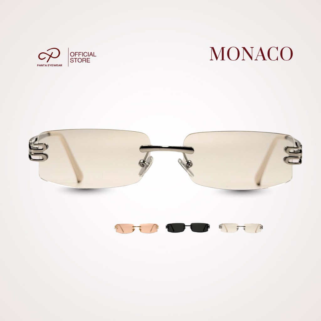 PANTA | MN : MONACO (โมนาโค) แว่นกันแดด UV400 ไร้กรอบทรงเหลี่ยม พร้อมกล่อง