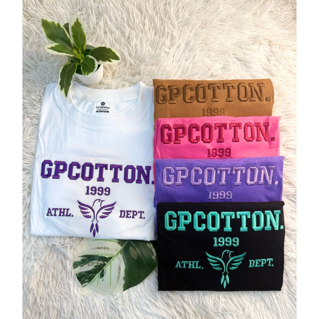 เสื้อยืดแขนสั้นGP cotton รุ่นปักนกM-3XLงานปักป้ายห้อยผ้าคอตตอน
