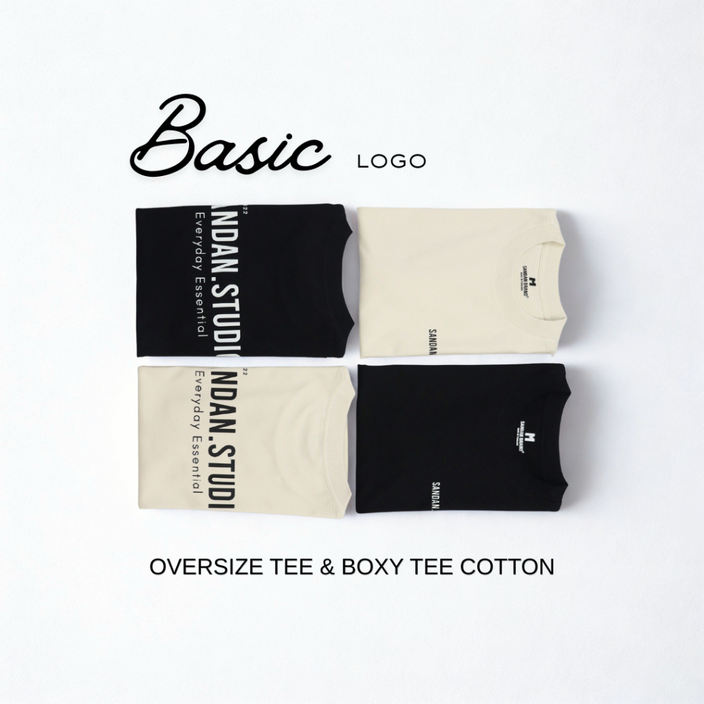 [SANDAN] Collection48 ลาย BASIC LOGO / 250G Oversize Tee - BOXY Tee Cotton 32s (Unisex)