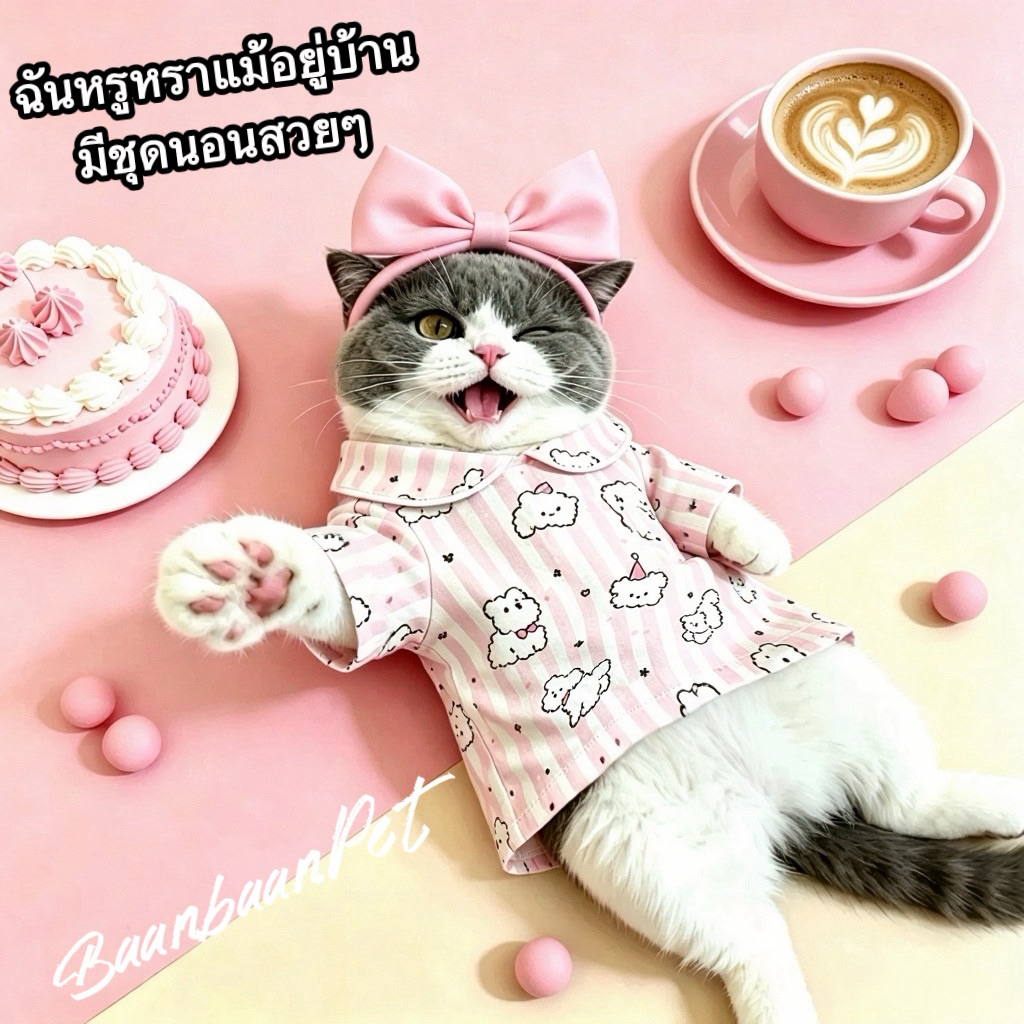🐶🐱เสื้อผ้าสัตว์เลี้ยง ชุดนอนสัตว์ลายสุนัขน่ารัก สำหรับแมวสุนัขตัวเล็ก ชุดอยู่บ้านรุ่นใหม่ สร้างบรรยากาศพิเศษให้สัตว์