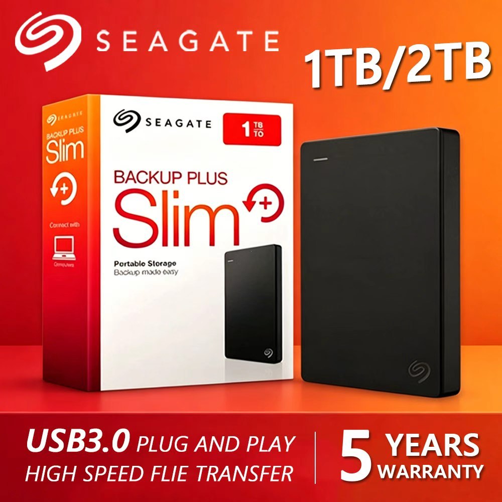 ฮาร์ดไดรฟ์ภายนอก Seagate 1 TB 2 TB หนึ่งสัมผัสสำหรับ และ Windows ด้วยรหัสผ่าน USB 3.0 ด้วยการกู้คืนข้อมูล และด้วย