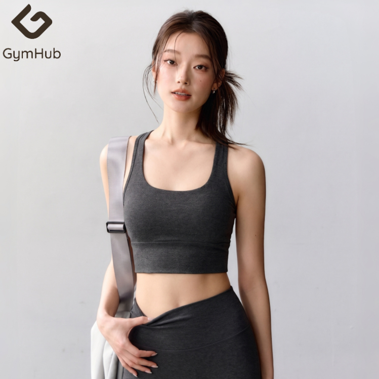 GymHub เสื้อกล้ามวิ่งมืออาชีพ กันกระแทก มีถุงรองนมในตัว ดีไซน์พรีเมียม สวยปัง ใส่เทรนด์ Pilates ได้สวยมาก