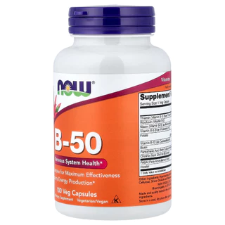 B-50 B-Complex Vitamin B วิตามินบีรวม B50 ดูดซึมนาน 100Veg Capsules บีคอมแพล็กซ์