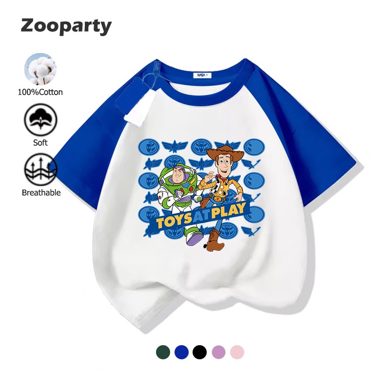 Toy Story เสื้อยืดเด็ก คอกลม แขนสั้น หลวมและสะดวกสบาย ผ้านุ่ม ใหม่ สไตล์ลำลอง(ส่งเร็ว จัดส่งจากไทย)