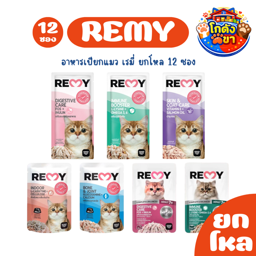 [ยกโหล12ซอง] Remy Cat อาหารเปียกแมว เรมี่ ไม่เติมเกลือ ขนาด 70 g