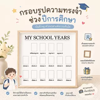 【ของขวัญสุดพิเศษ】กรอบรูป My School Years เก็บภาพการเติบโตของลูก อนุบาล-มัธยม ดีไซน์ 2-in-1 ตั้งโต๊ะหรือติดผนังได้