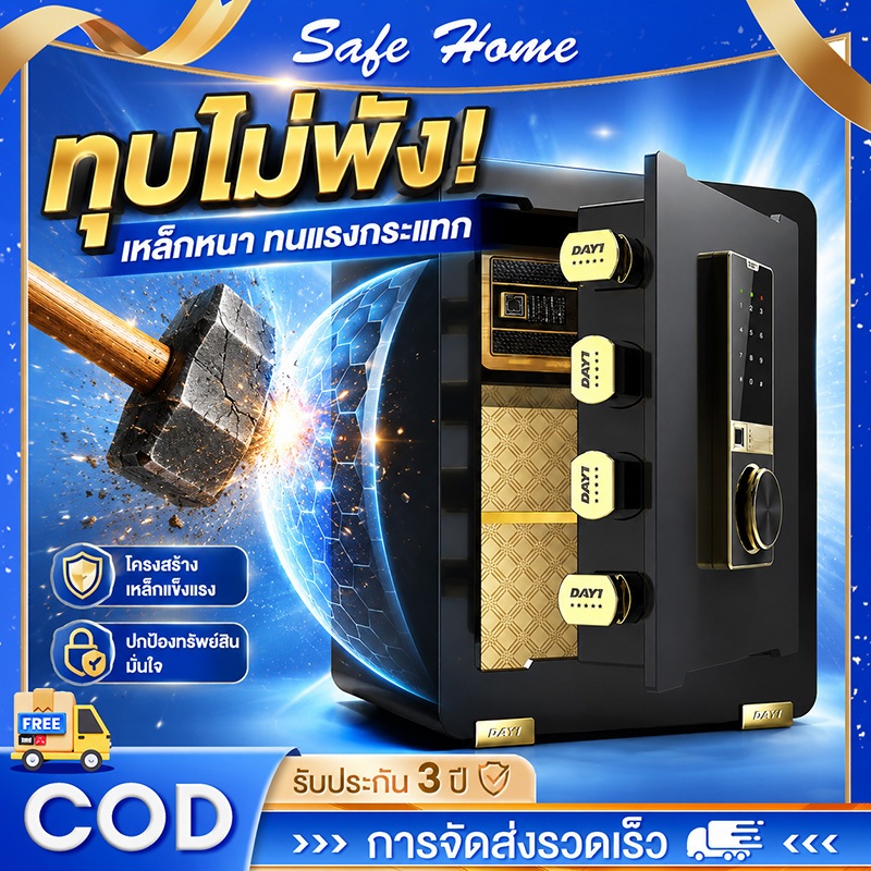 ตู้นิรภัยเก็บเอกสาร safe boxSteelmax พร้อมล็อคนิรภัย เหล็กกล้าทั้งหมด ล็อคแบบปุ่มกดดิจิตอล กันไฟ กันงัดแงะ