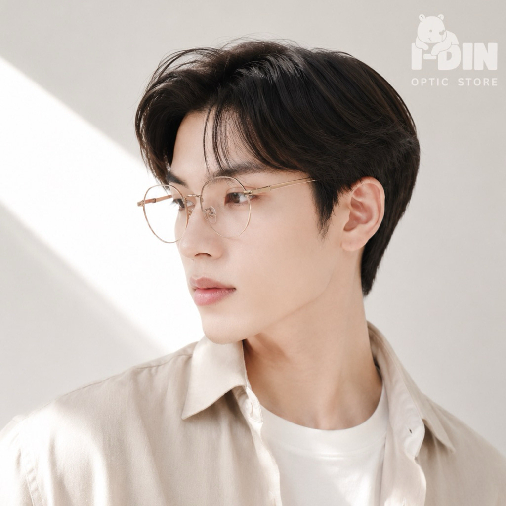 แว่นตา กรอบแว่นโลหะ ทรงหยดน้ำตัดเหลี่ยมบน​ เกรดหน้าร้าน มีบริการตัดเลนส์ ตัดแว่นตา ตัดแว่นสายตา ตัดแว่นกรองแสง รุ่น63006