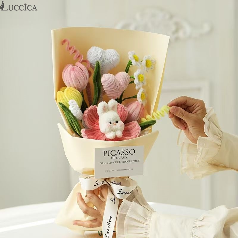 DIY Velvet Bouquet Making Kit: Creative handicrafts suitable for birthdays and various occasions (materials included)