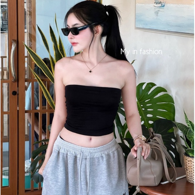 MNV STUDIO เสื้อเกาะอกผ้าเรย่อน รุ่นเบสิค แมทง่ายได้ทุกลุค