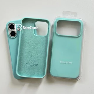 babyz-Case Silicone เคสสีIce Blue สีฟ้ามินท์กำมะยี่โลโก้ สำหรับรุ่นไอโฟน11-17 17Air 17Pro 17ProMax