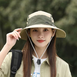 [W0387] หมวกกันแดดปีกกว้างทูโทน สกรีนลายภูเขา เหมาะสำหรับเดินป่า ใส่กันแดด ทำกิจกรรมกลางแจ้ง