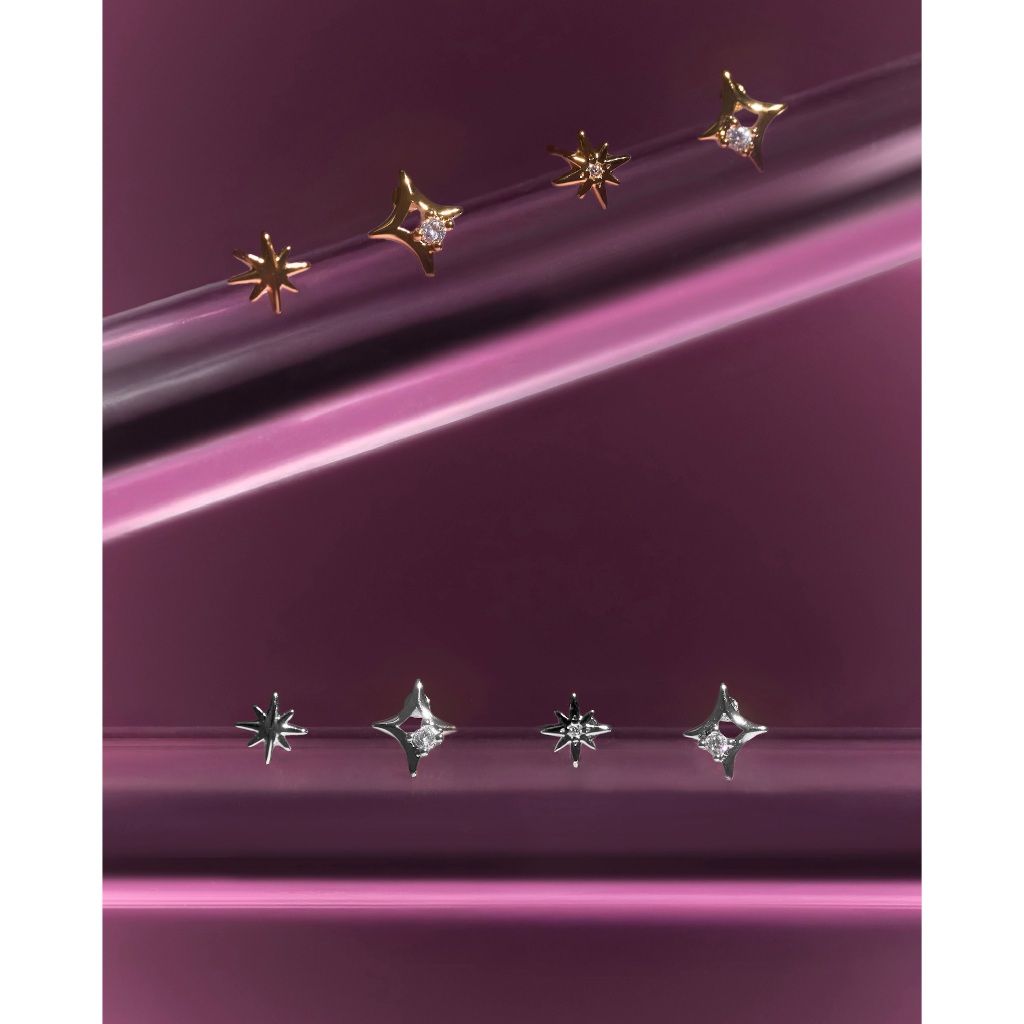 YVIS Galactic Brass Stud Earrings Set - Cosmos Collection