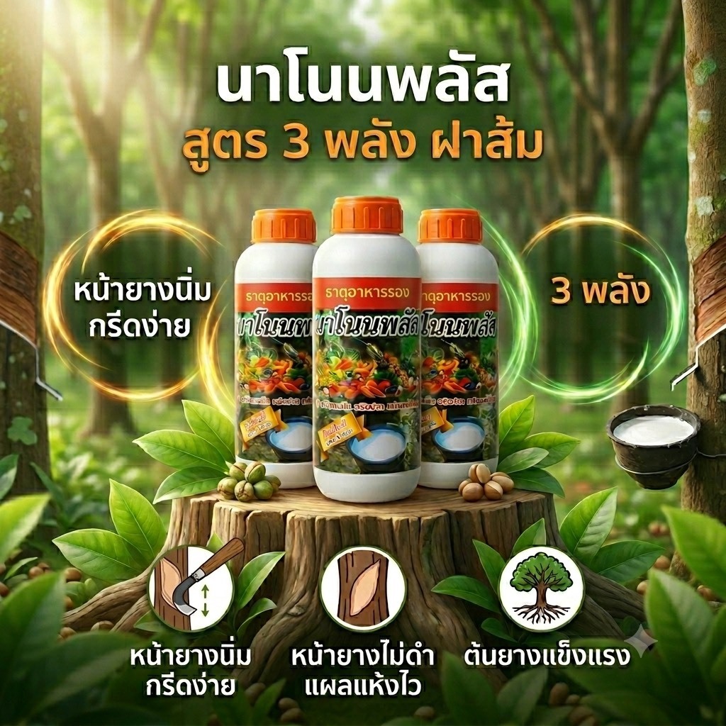 ***นาโนนพลัสฝาส้ม*** ขนาด1000ml. ปุ๋ยน้ำทาหน้ายางพาราช่วยเพิ่มผลผลิต