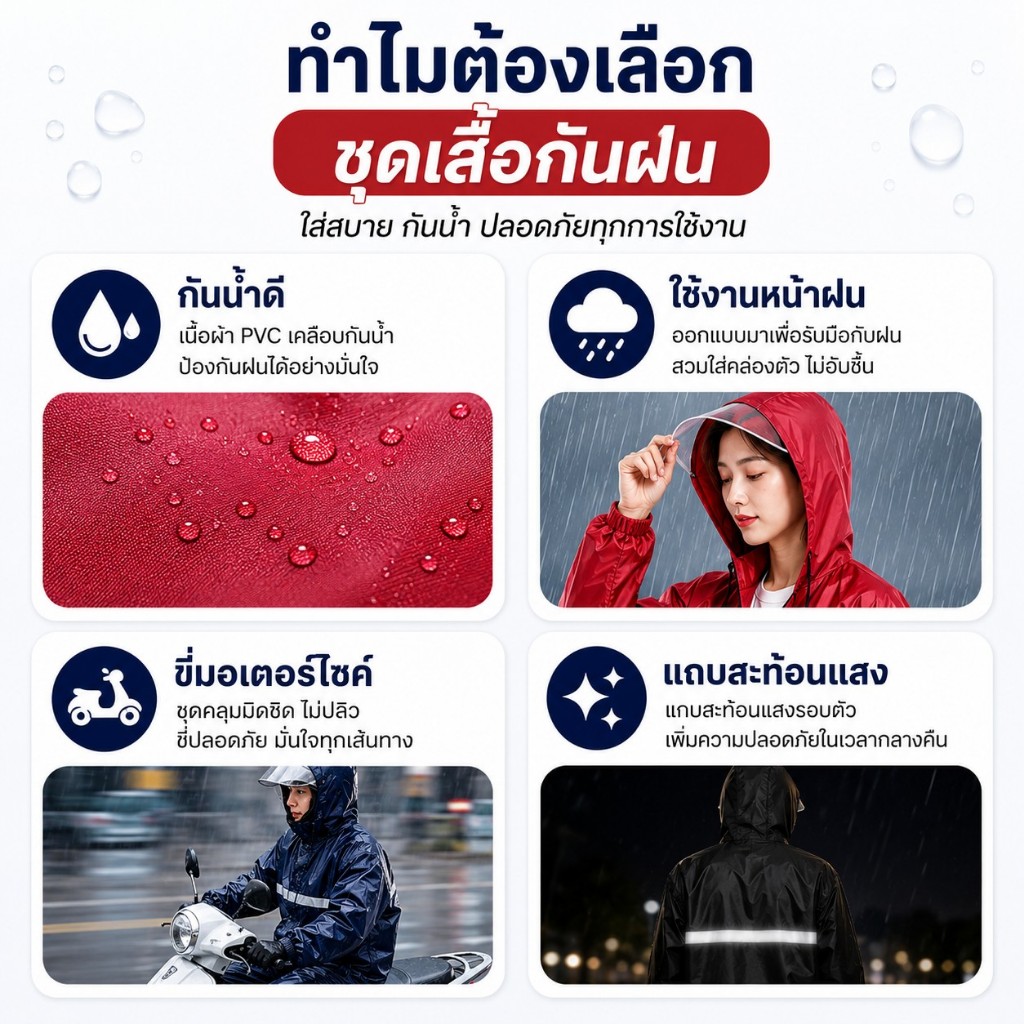 At.Houseone ชุดกันฝน เสื้อ+กางเกง กันน้ำ 100% เนื้อผ้า รูปที่ 3