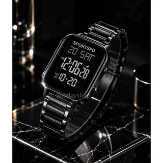 g70นาฬิกาดิจิตอลทรงสี่เหลี่ยมยอดฮิตสายเหล็กกันน้ำได้ไฟLED