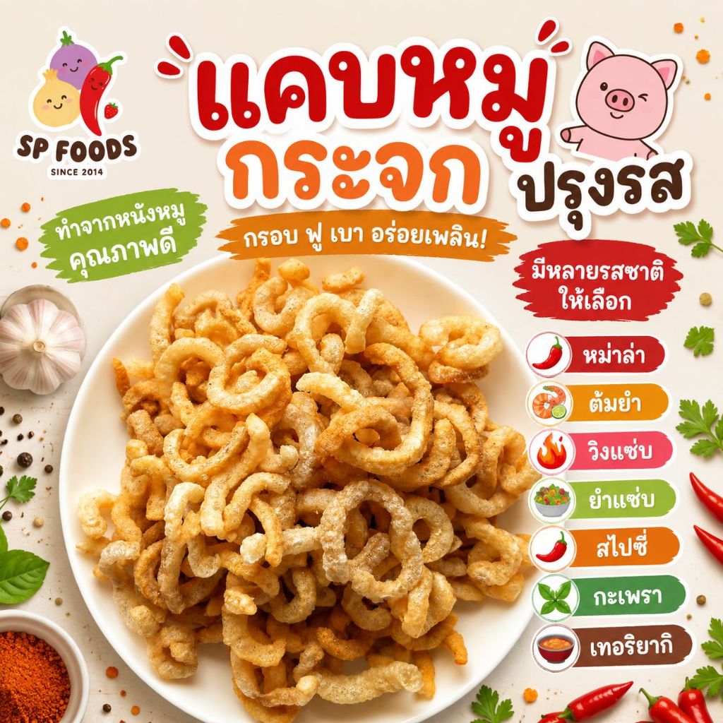 แพ็ค200กรัม แคบหมูกระจก แคบหมูแผ่น By SP FOODS แคบหมู กากหมู
