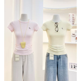 G-rose เสื้อยืดสีพื้น แต่งอะไหล่เงิน
