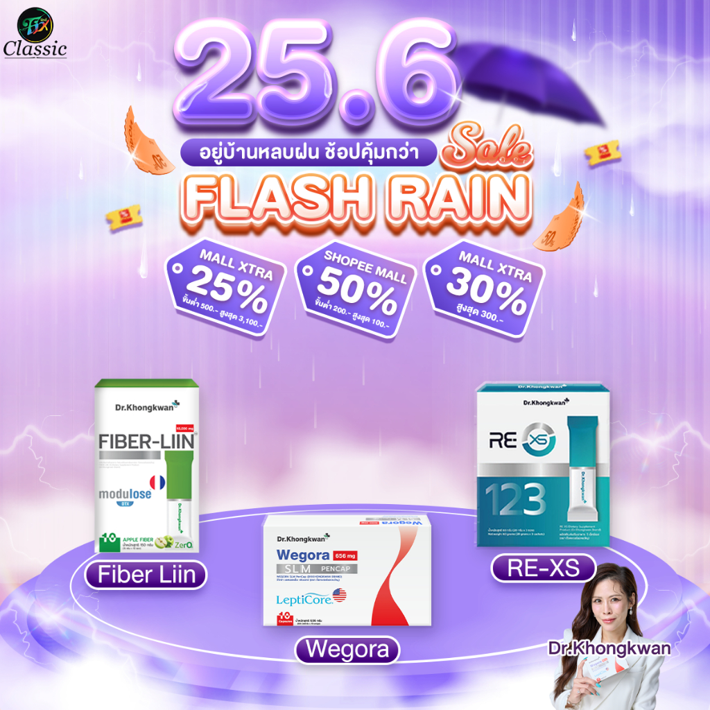 โปรโมชั่น Dr.Khongkwan Wegora + RE XS + Fiber-liin วีโกร่า+รี เอ็กซ์เอส+ไฟเบอร์ลีน หมอของขวัญ