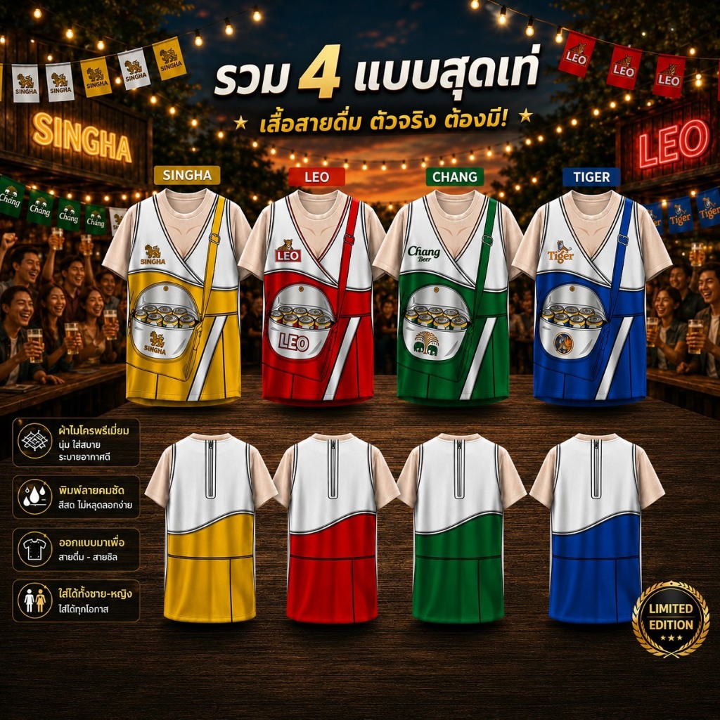 เสื้อคอกลม ลาย สายดื่ม สายเมา