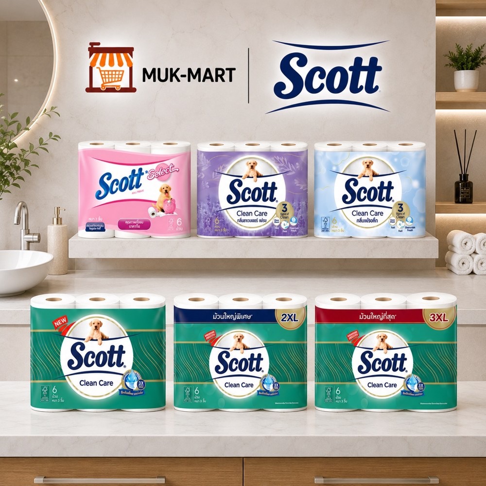 Scott กระดาษชำระ 6  ม้วน Select | Natural Fresh | Cotton | Clean Care