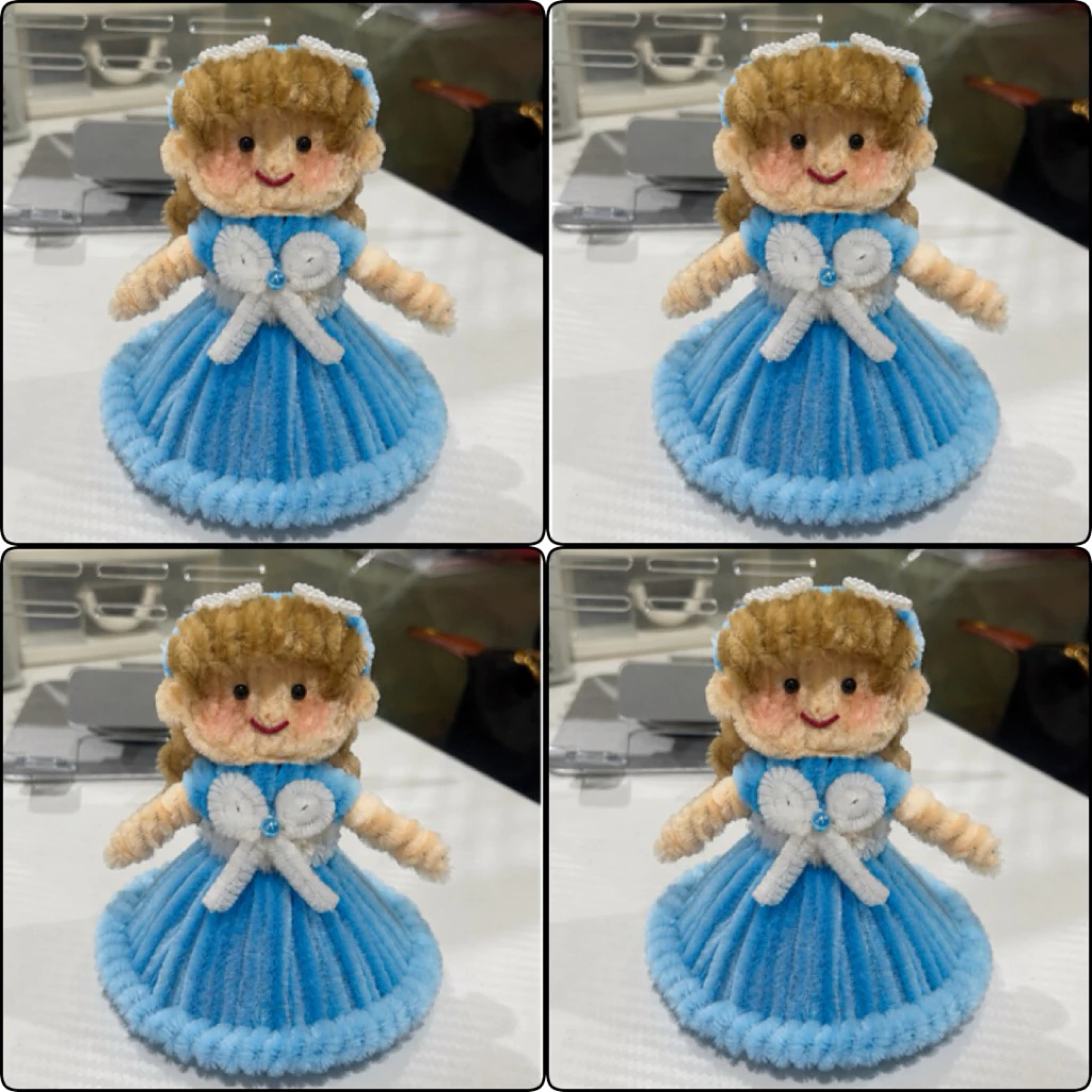 ตุ๊กตาตกแต่งช่อดอกไม้ตุ๊กตาแม่ กระถางดอกไม้ ทำจากลวดกำมะหยี่ thumbnail 6