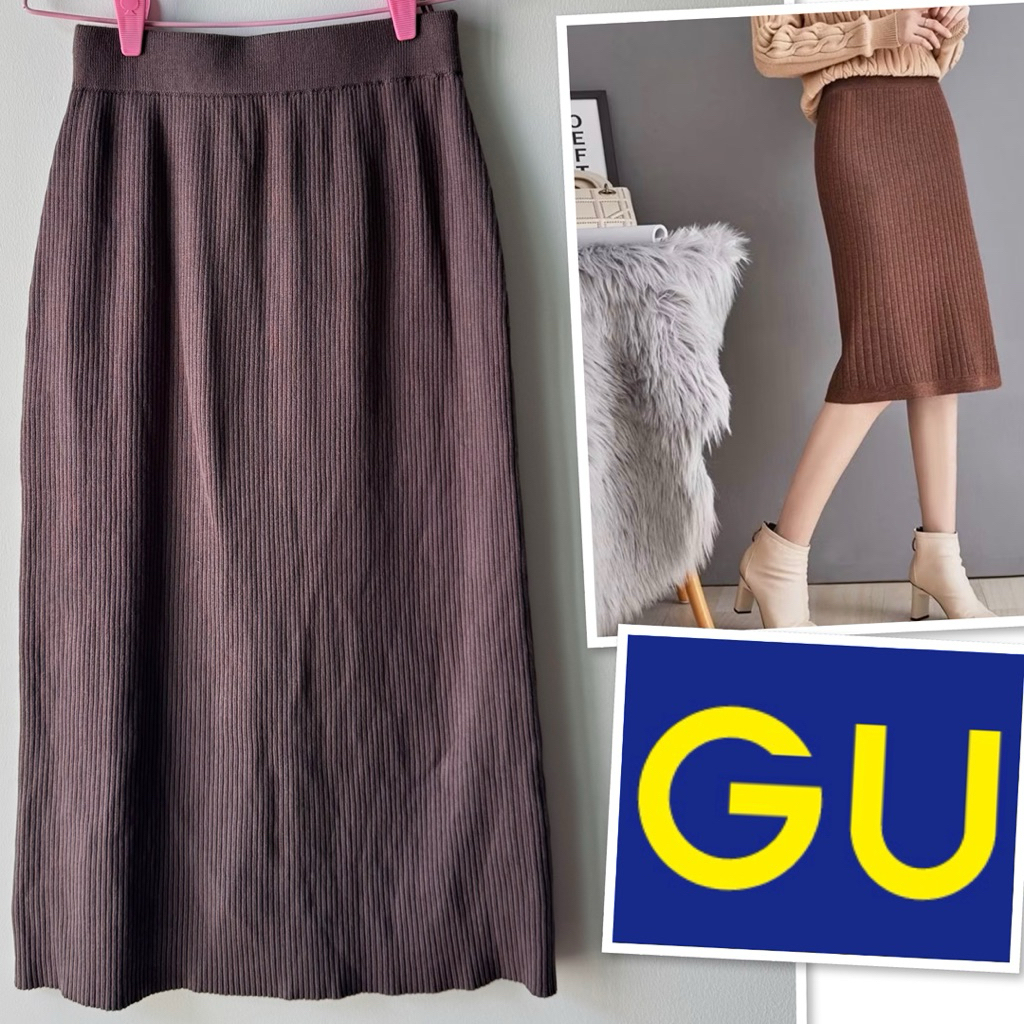 G-009#Gu❌ ไซร์Sกระโปรงยาวไหมพรมสีน้ำตาล มือสองสภาพสวยมากๆ❌ เอว 24 - 28 นิ้วเอวเป็นยางยืดทั้งเอวยืดแน