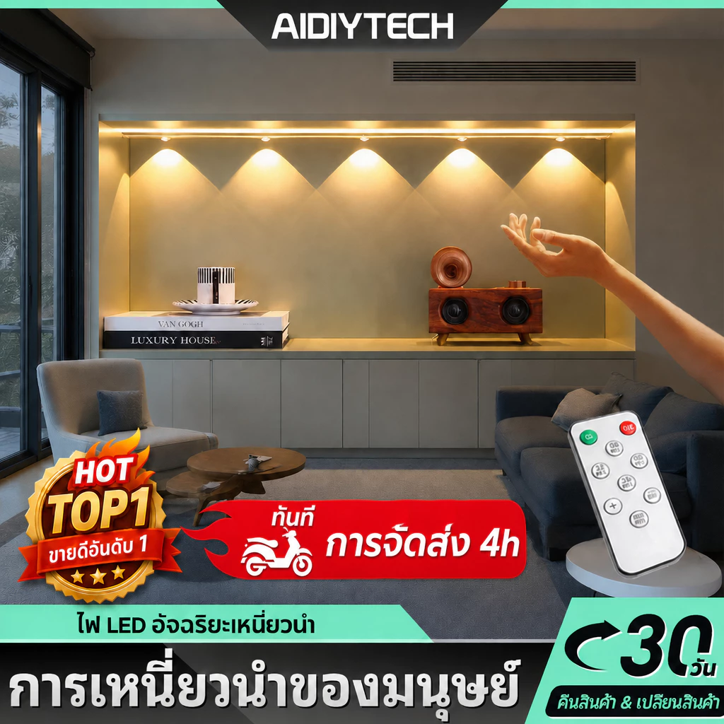 AIDIYTECH แถบไฟ LED แต่งห้อง Cat Eye ชาร์จ USB TYPE-C ปรับได้ 3 สี