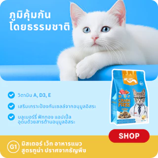 MRVET G1 อาหารเม็ดแมว แพ็ค 1 กก ปราศจากธัญพืช ช่วยย่อยอาหาร มิกซ์ท็อปปิ้ง