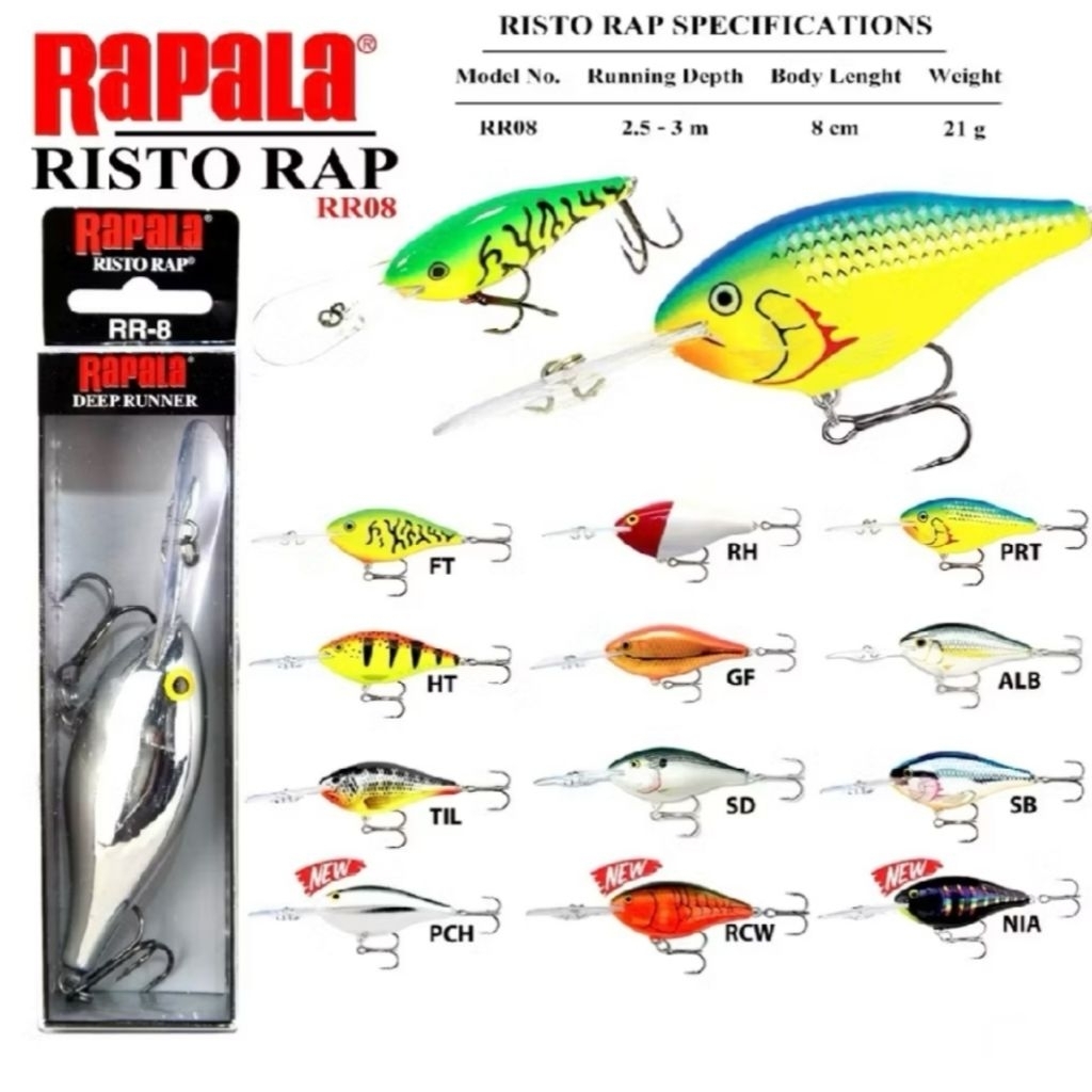 RR-8 Rapala RISTO RAP 8cm 21g ริสโต้ 8