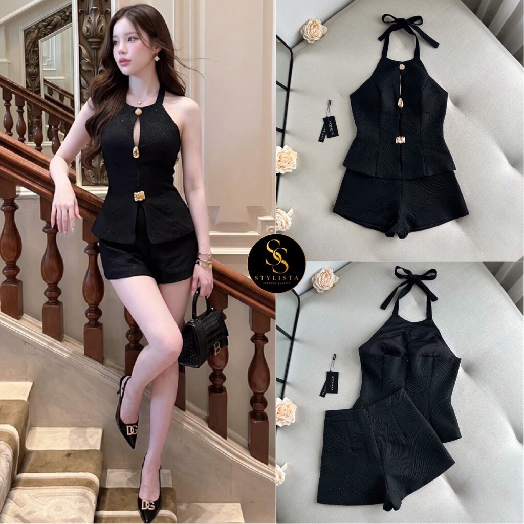 STYLISTA Set เซ็ตเสื้อคล้องคอ Luxury-Black