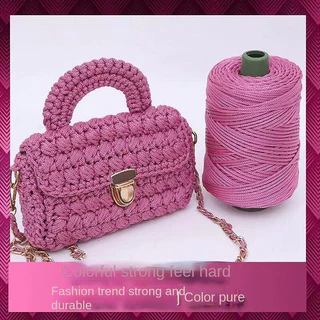 สายถักไนลอนหนา 3mm PP Craft Rope Thick Nylon Tiny Cord Crochet Yarn Roll สำหรับถักหมวกฤดูร้อน กระเป๋า งานฝีมือ Hand Knit