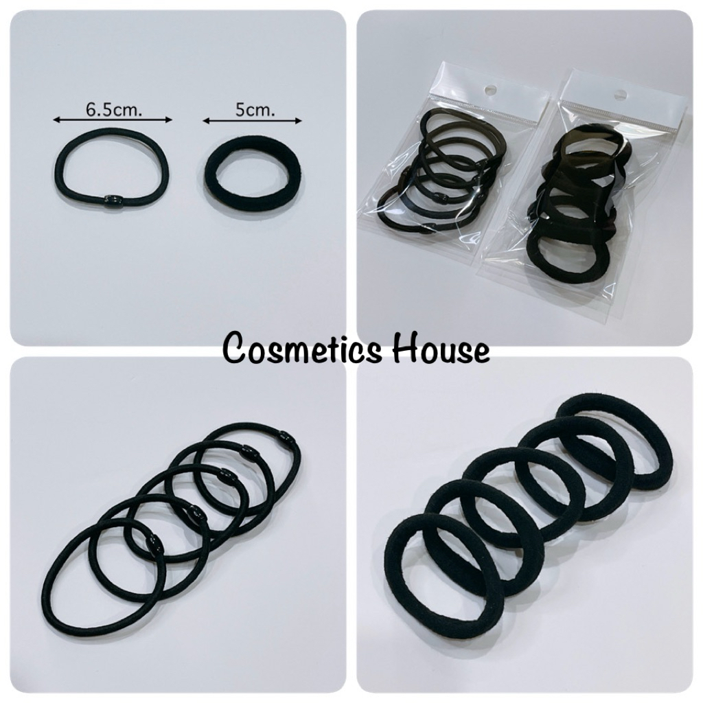 ยางรัดผม ยางมัดผม หนังยาง สีดํา สำหรับมัดผม เส้นผ่าศูนย์กลาง 0.5cm. 1cm.(1แพค5ชิ้น)