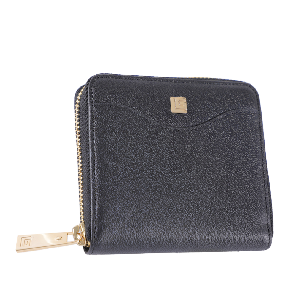 Guy Laroche กระเป๋าสตางค์ผู้หญิง ซิปรอบ หนังอัดลายเม็ดทราย สีดำ รุ่น AGP0963ZS6BLS