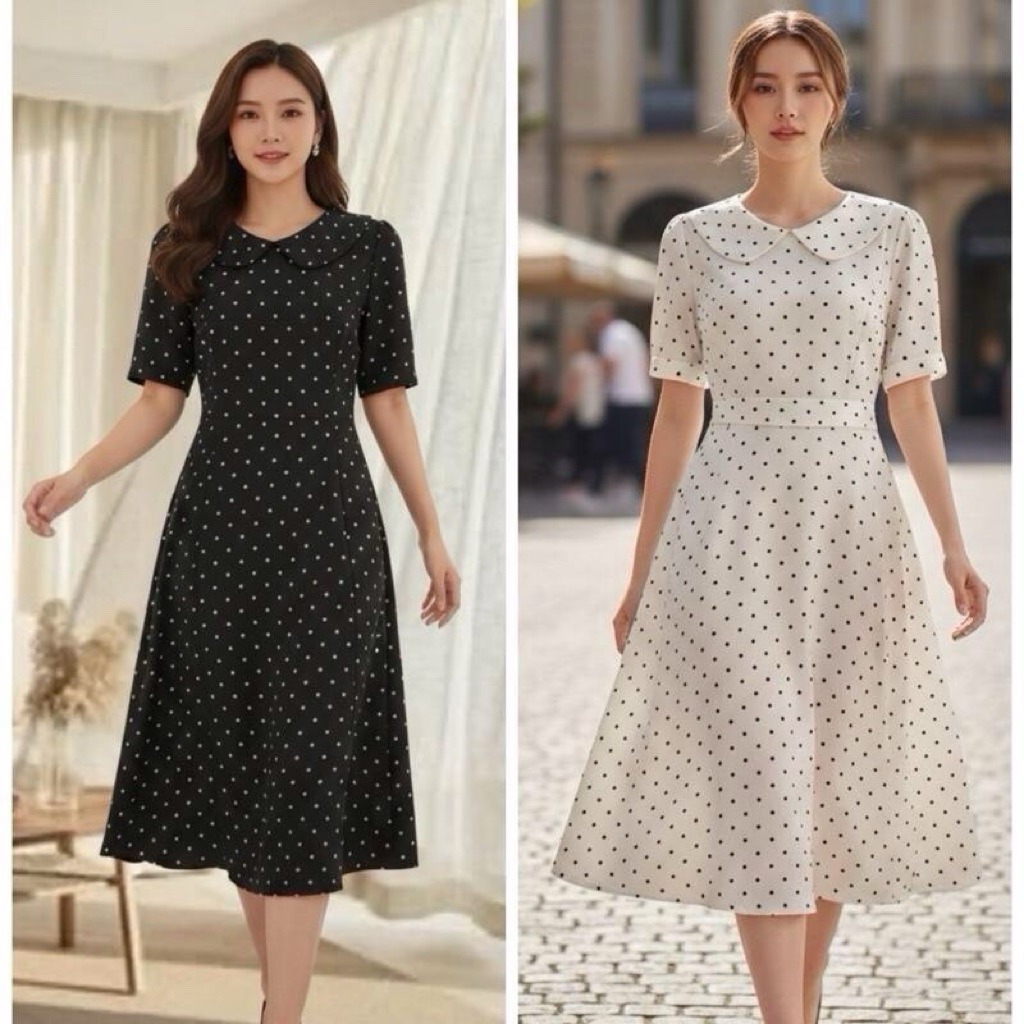 s841เดรสยาว คอบัวปก แขนตุ๊กตา ทรงเอปล่อยๆ มีโบว์เอวผูกเข้ารูปสวยๆ ช่วยพลางหุ่นเหมาะกับการใส่ออกงาน