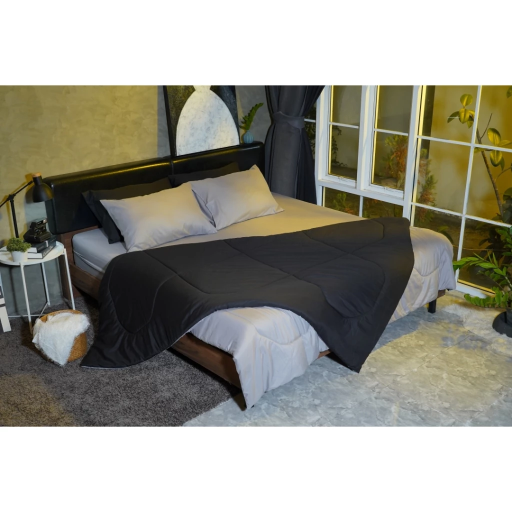 CIARA Bedding ชุดผ้าปูที่นอนพร้อมผ้านวมสีทูโทน เทา/ดำ ผ้าไมโครเทค thumbnail 5