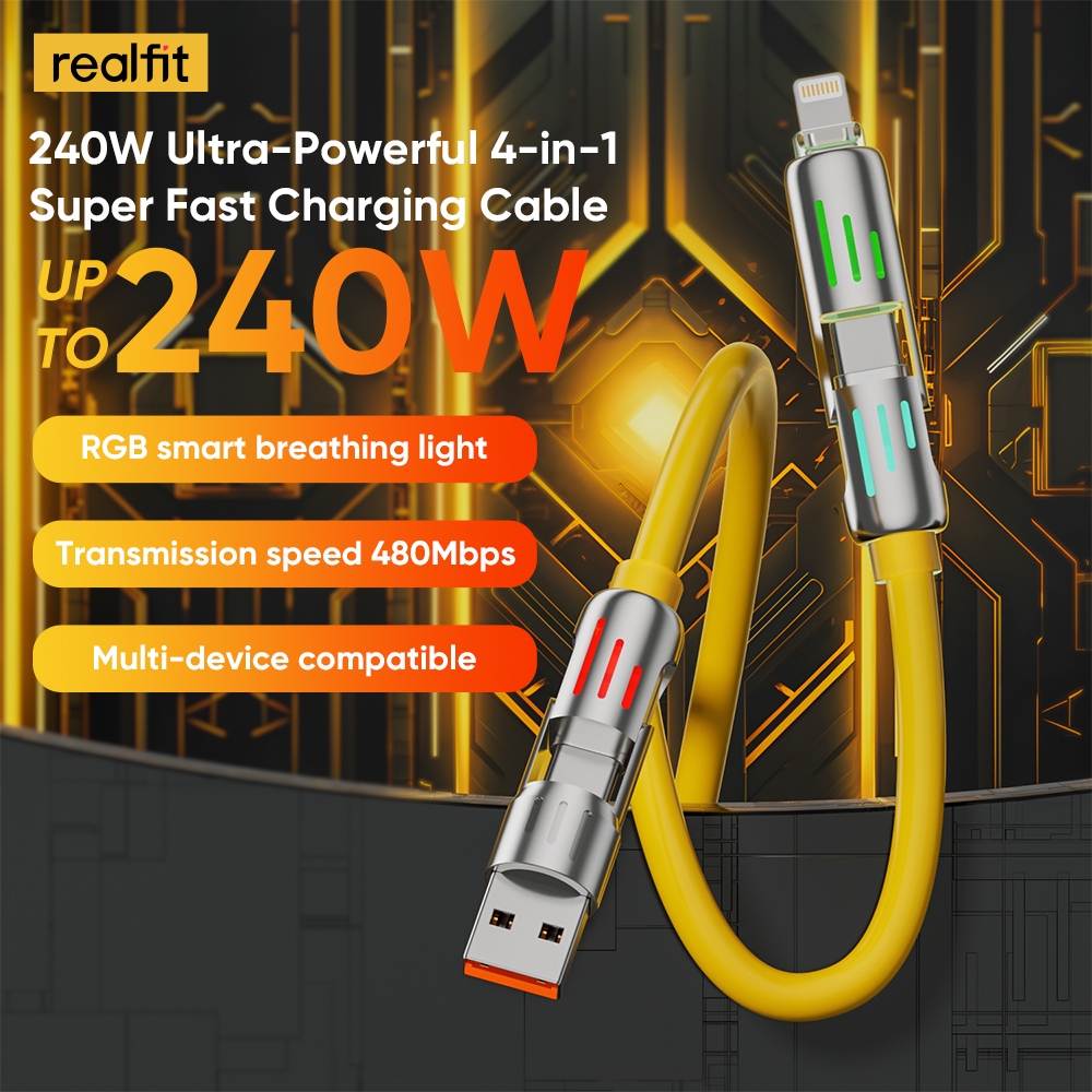 สายชาร์จเร็ว Realfit C2 ไฟวิเศษ 4-in-1 Type-C To Type-C Lightning