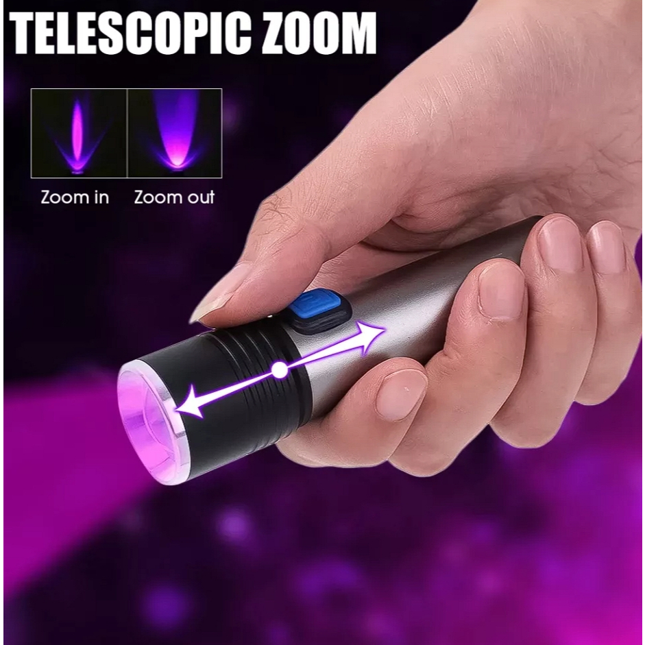 ไฟฉาย UV 395nm ชาร์จ USB สะดวก ใช้งานได้หลากหลาย