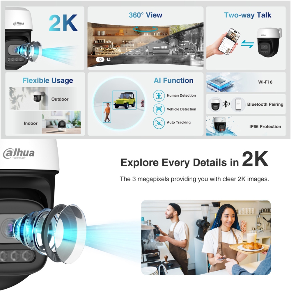 DAHUA กล้องวงจรปิด Wi-Fi รุ่น PICOO P3I-PV ความละเอียด 3MP ภาพสี24ชม. ดูออนไลน์ได้ Two-Way +Alarm รูปที่ 4